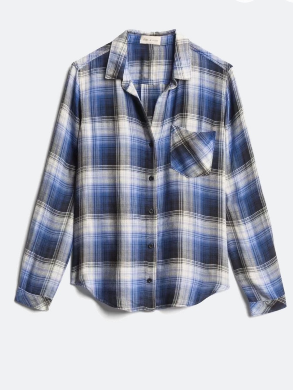 Cloth & Stone Etina Relaxed Blue Plaid Button Down